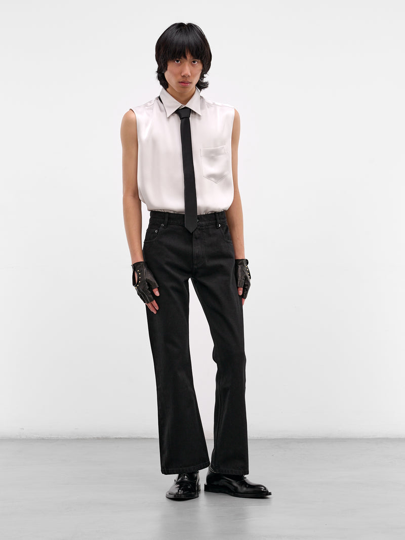 Black Organic Denim Flared Jeans (JE01-BLACK)