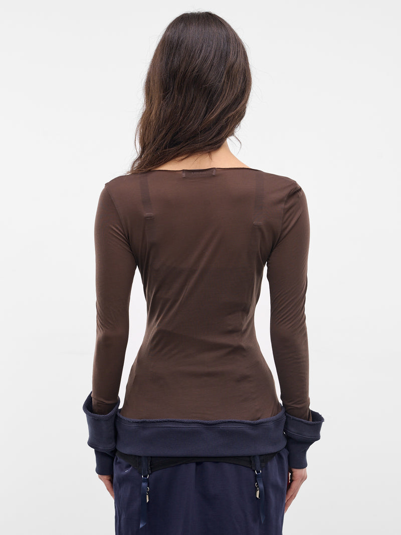 Brown Jean Elongated Zip Cardigan (JEAN-BROWN)