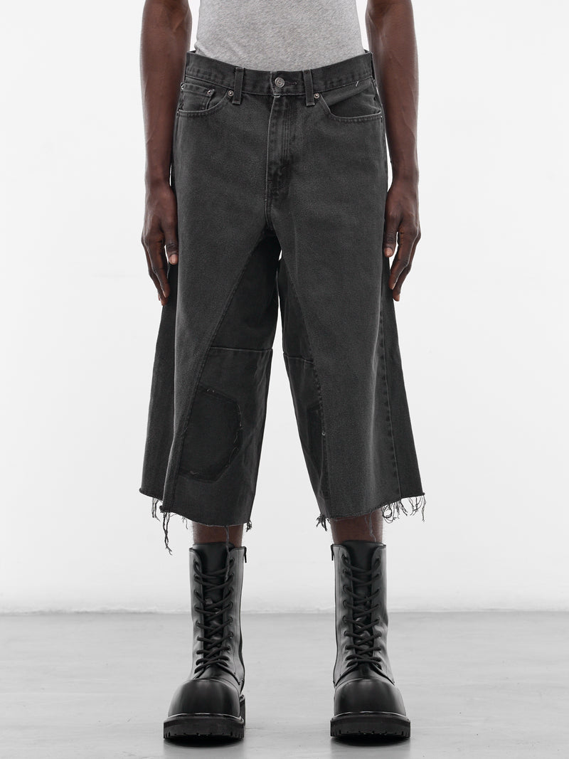 Black Distressed Denim NBHD Shorts (JJ-002-27-BLACK)