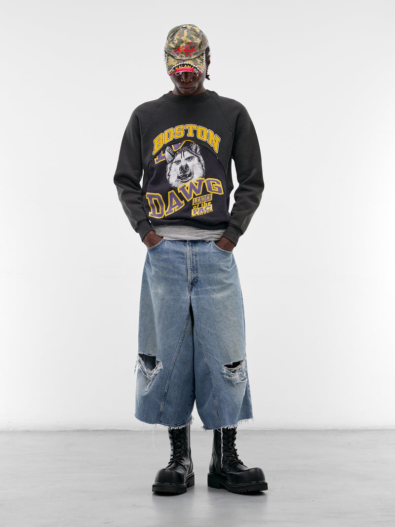 Black Upcycled Wave Graphic Sweatshirt (JJ-002-38-BLACK)