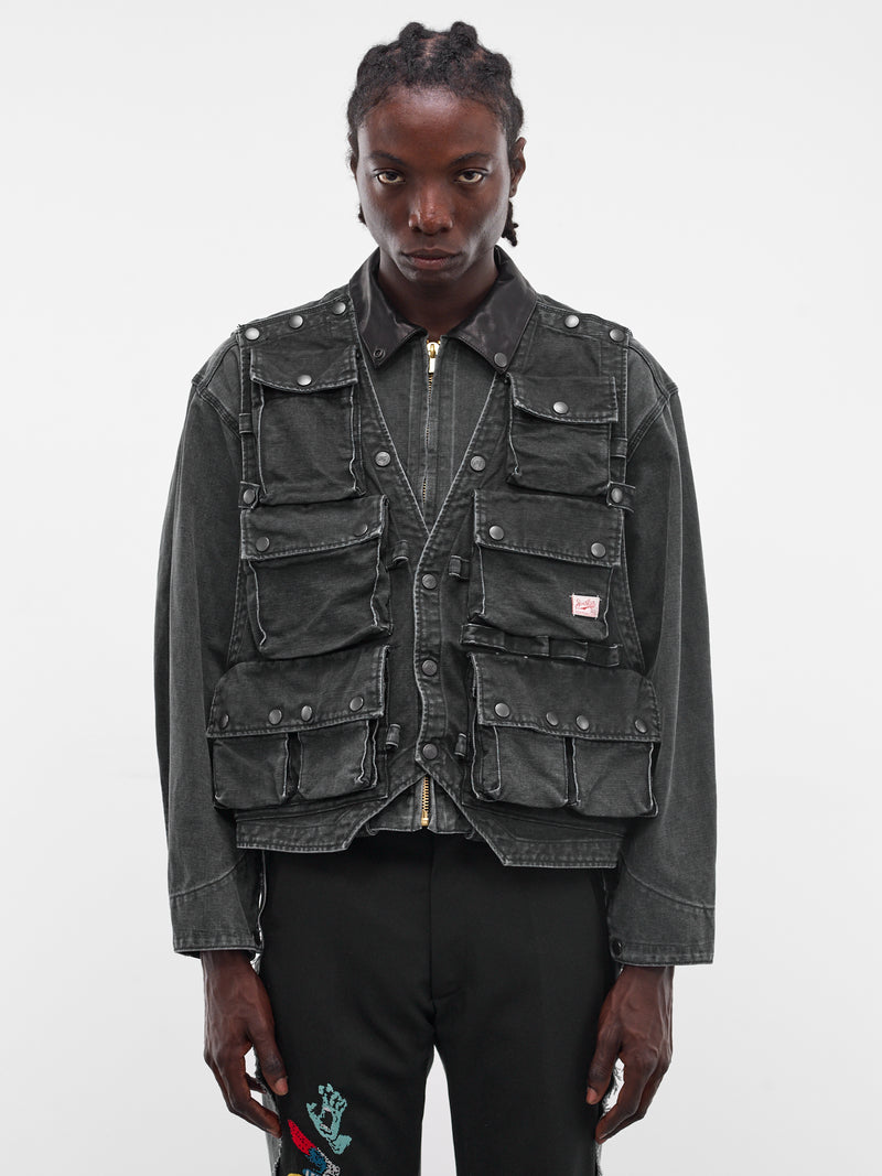Layered Cargo Vest Skate Jacket (JK-SV-NRS-1001-BLACK)