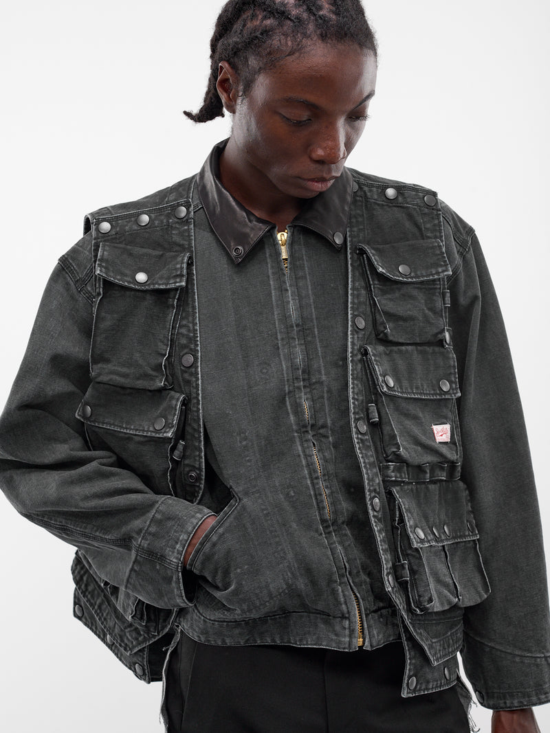Layered Cargo Vest Skate Jacket (JK-SV-NRS-1001-BLACK)