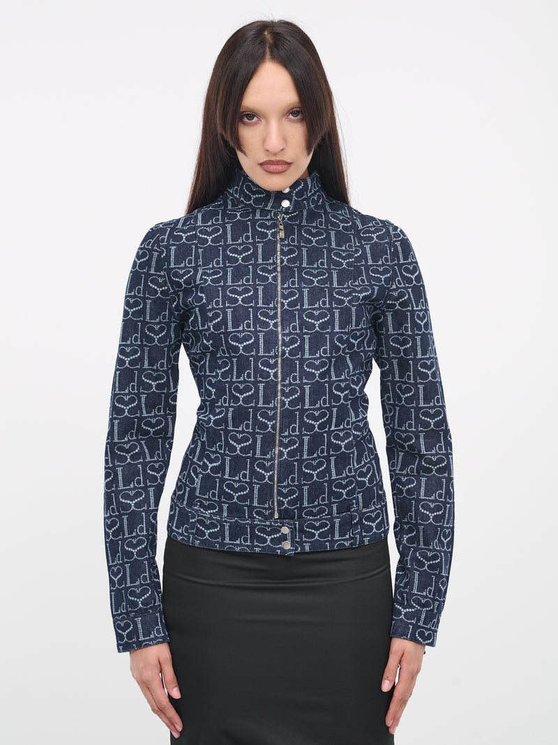 Blue Denim Monogram Track Jacket (JK001UDEN002-INDIGO-MONOGRAM)