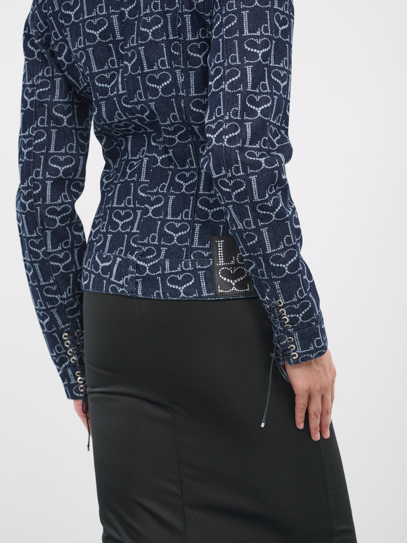 Blue Denim Monogram Track Jacket (JK001UDEN002-INDIGO-MONOGRAM)