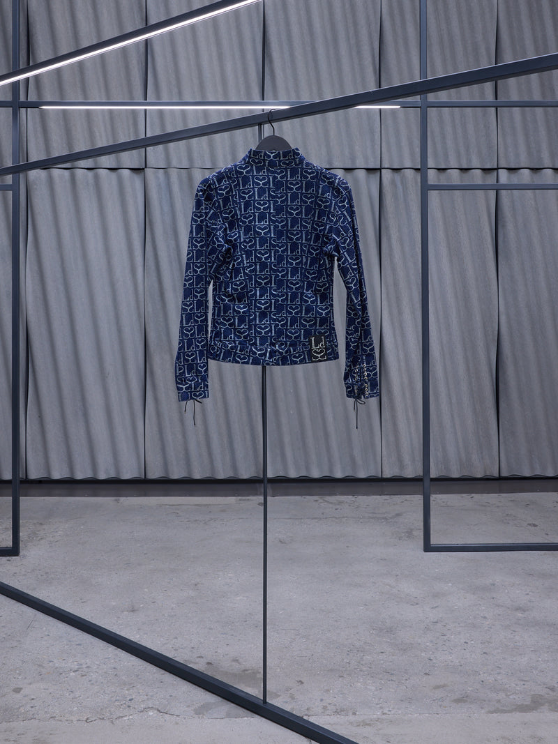 Blue Denim Monogram Track Jacket (JK001UDEN002-INDIGO-MONOGRAM)