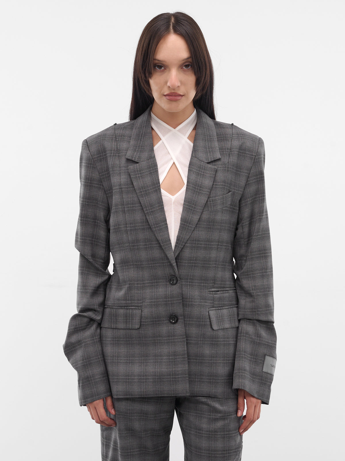Gray Breakfast Plaid Wool Blazer (JK02-W19-P93-CHARCOAL-CHECK)