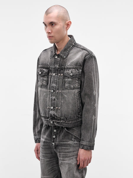 Black Spine Laser Denim Jacket (JK0702-BLACK)
