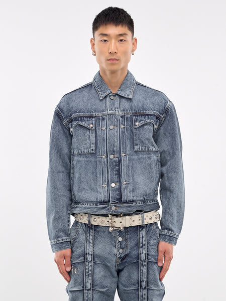 ジャケット WOOALONG High neck denim biker jacket BLUE WF1WJK241BL MUSINSA | WOOALONG High neck denim biker jacket - BLUE