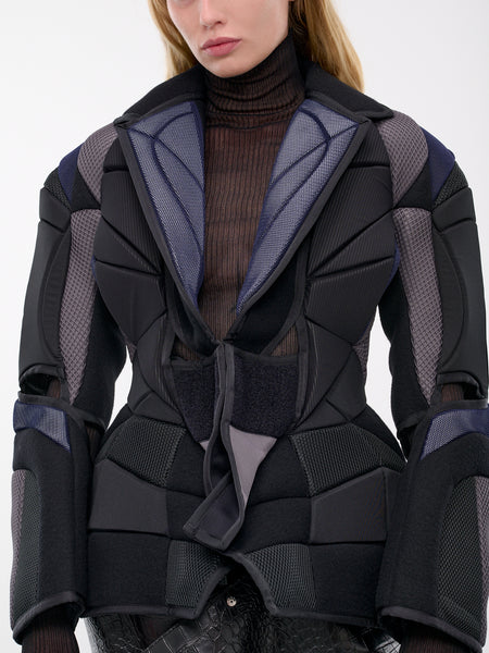 ベスト・ジレ JUNYA WATANABE Women Bubble Jackets JNC0151 Padded Blazer (JN-J011-051-BLACK-GREY)