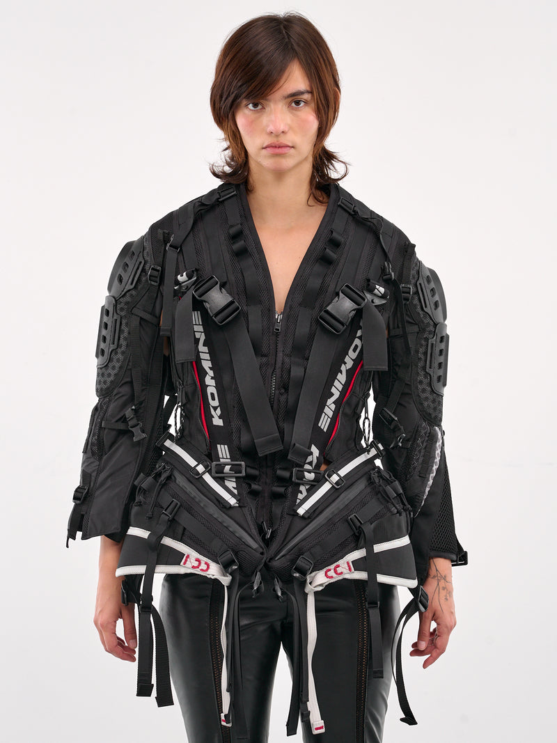 Black Utilitarian Buckle Padded Jacket (JO-J016-BLACK)