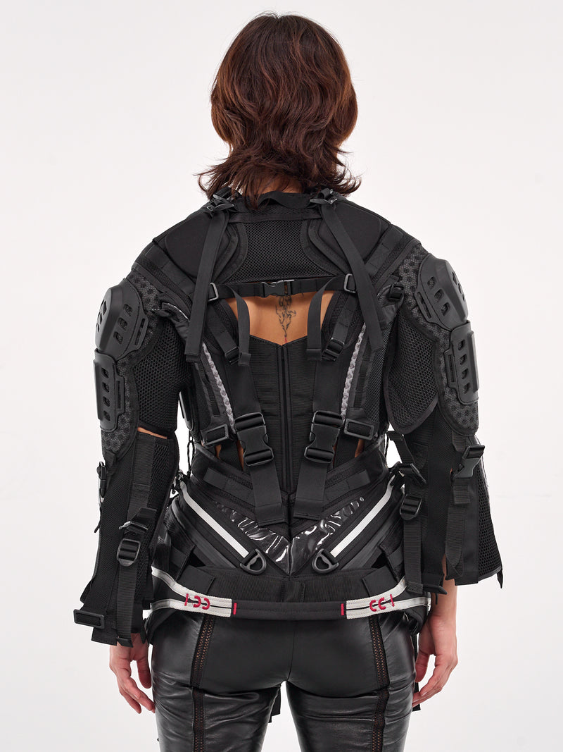 Black Utilitarian Buckle Padded Jacket (JO-J016-BLACK)