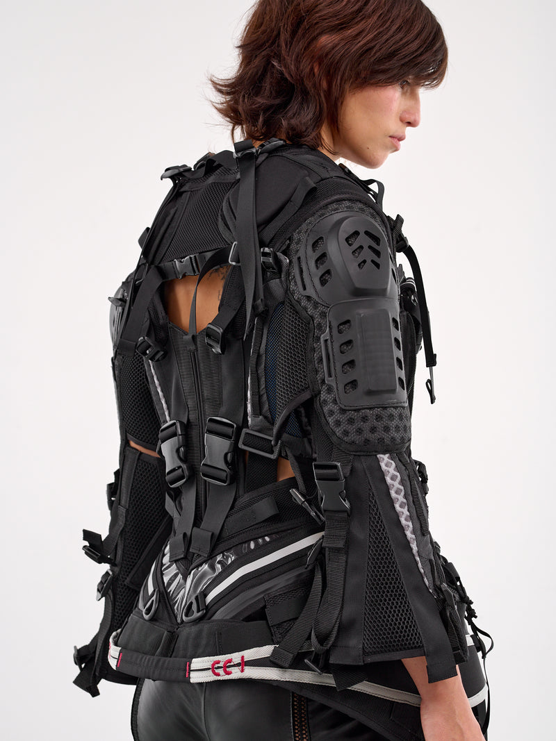 Black Utilitarian Buckle Padded Jacket (JO-J016-BLACK)