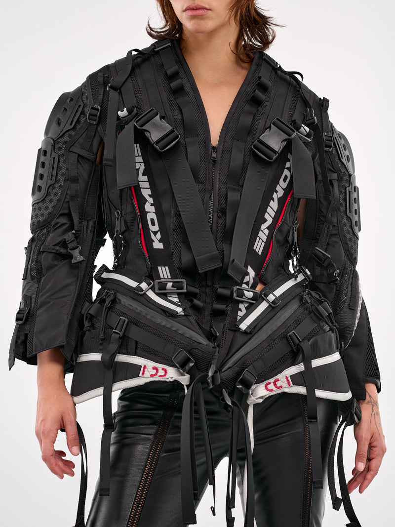 Black Utilitarian Buckle Padded Jacket (JO-J016-BLACK)