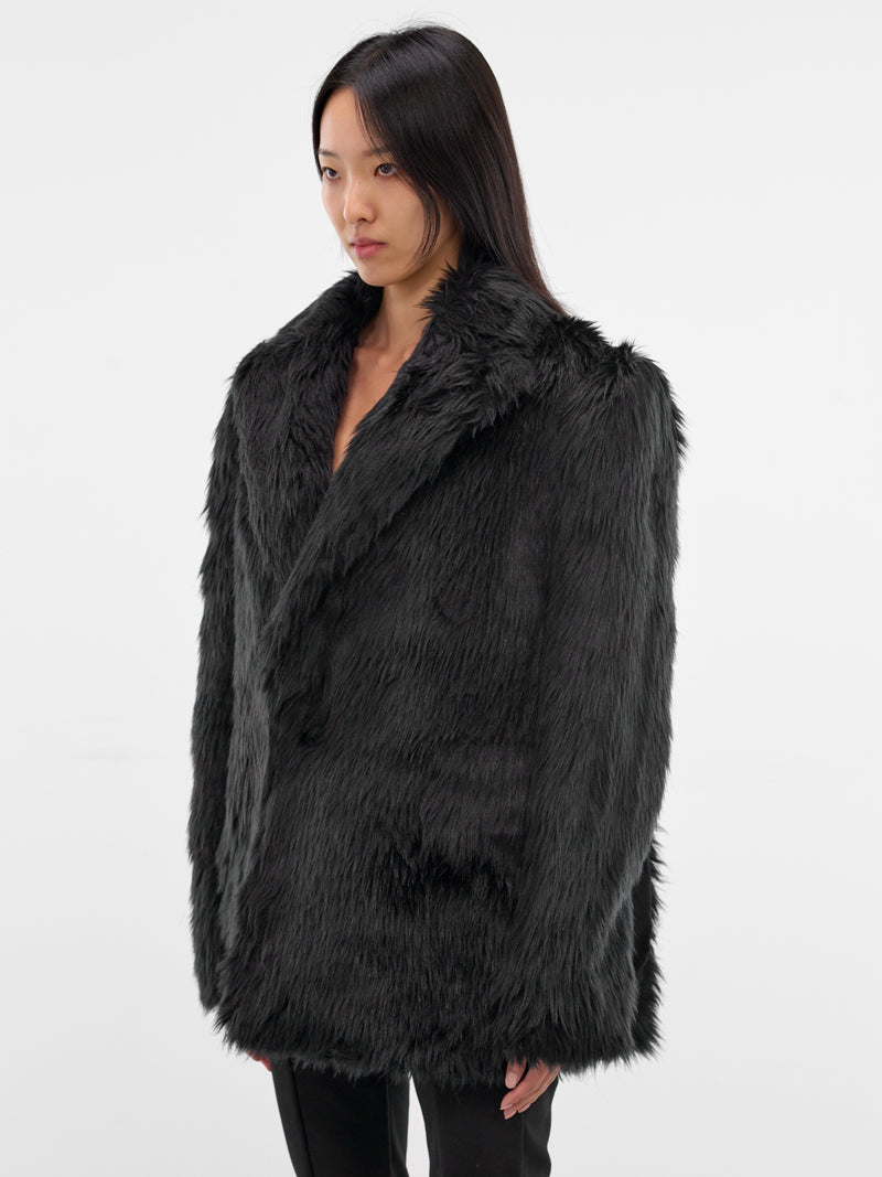 Black Oversized Faux Fur Blazer (JP-J018-BLACK)