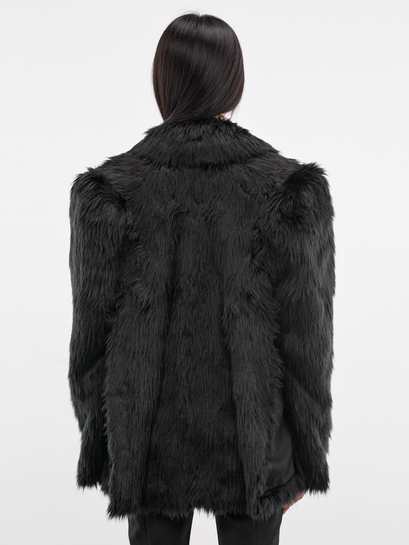 Black Oversized Faux Fur Blazer (JP-J018-BLACK)