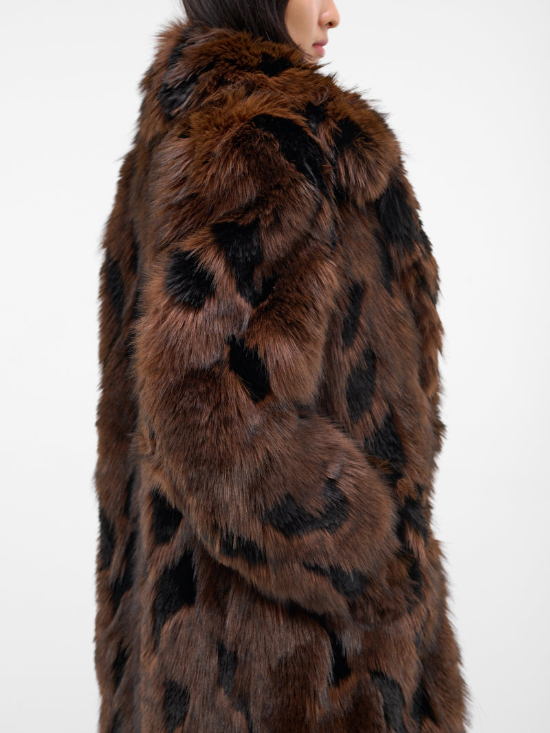 Brown Animalier Faux Fur Coat (JP-C008-BLACK-BROWN)