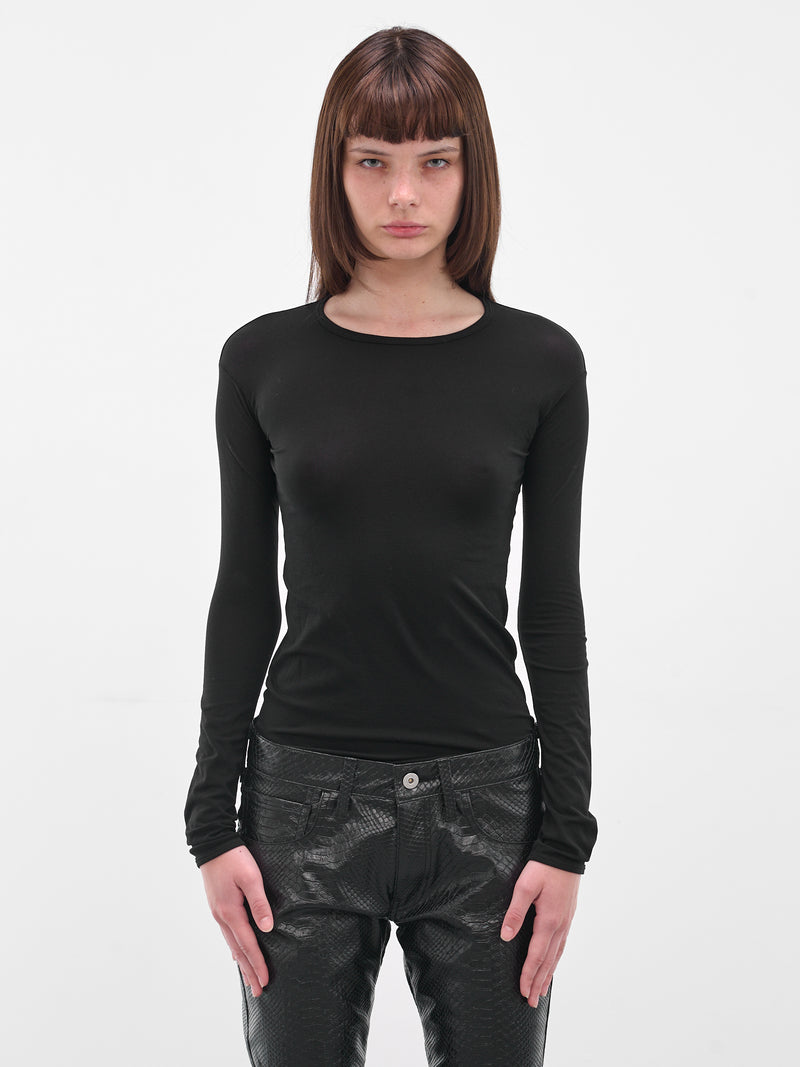 Black Nylon Long Sleeve Tee (JP-T001-051-1-BLACK)