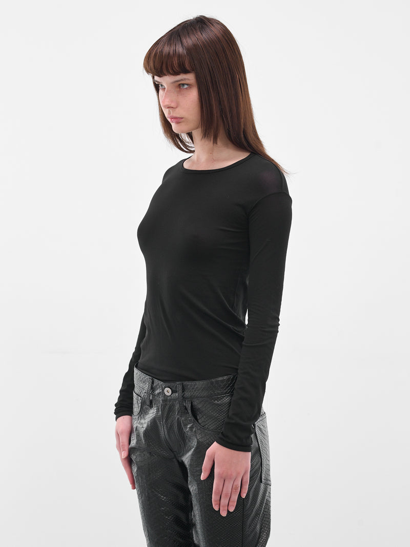 Black Nylon Long Sleeve Tee (JP-T001-051-1-BLACK)
