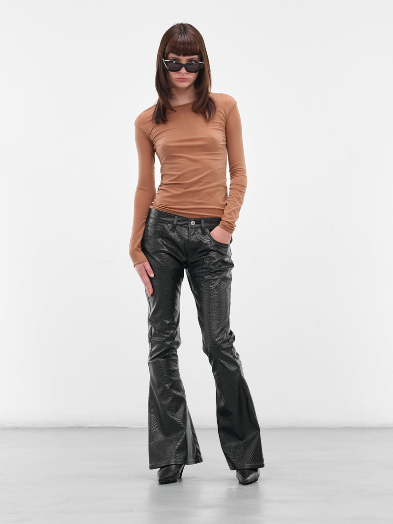 Beige Nylon Long Sleeve Tee (JP-T001-051-2-BEIGE)