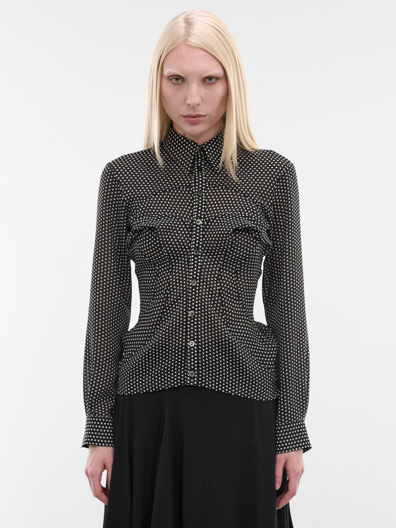 Black Polka Dot Structured Shirt (JQ-B001-S26-BLACK-WHITE)