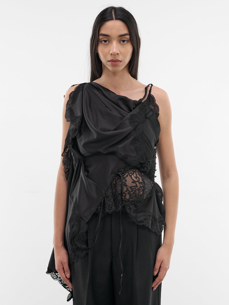 Black Deconstructed Sculptural Blouse (JQ-B006-S26-BLACK)