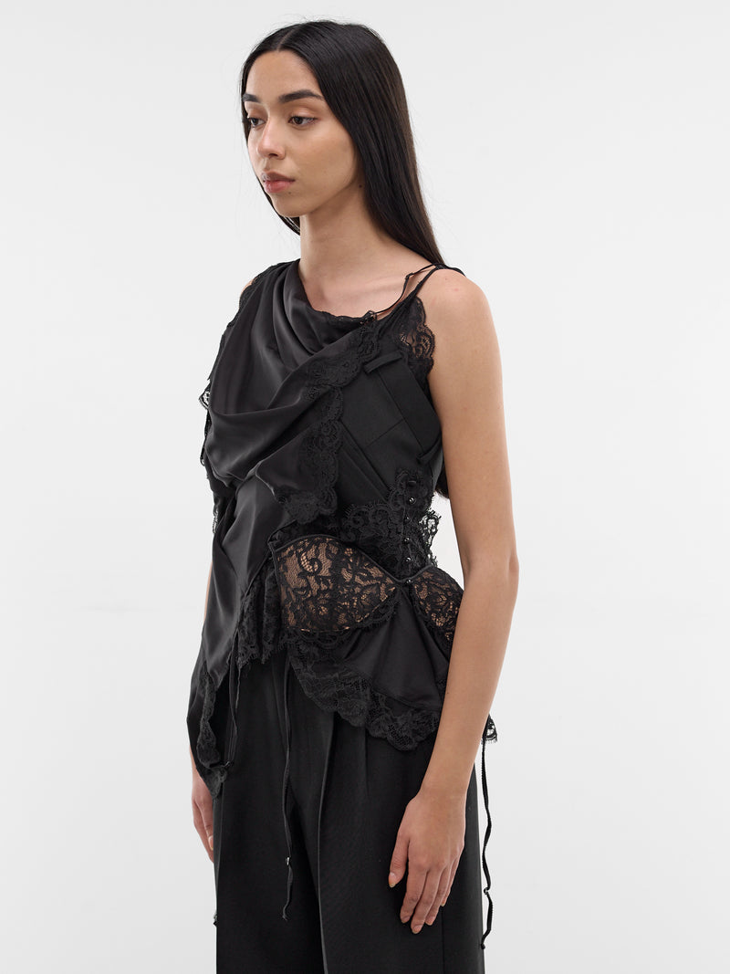 Black Deconstructed Sculptural Blouse (JQ-B006-S26-BLACK)