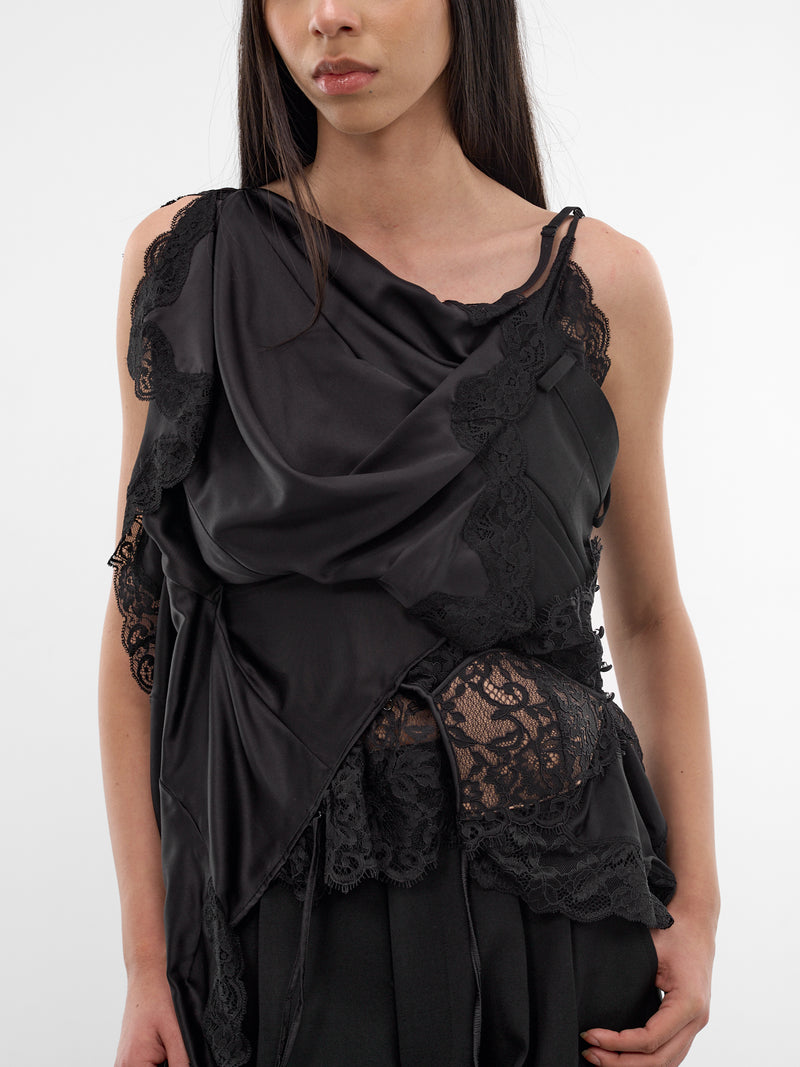 Black Deconstructed Sculptural Blouse (JQ-B006-S26-BLACK)