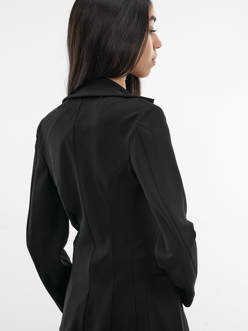 Black Draped Collar Tailored Jacket (JQ-J012-S26-1-BLACK)