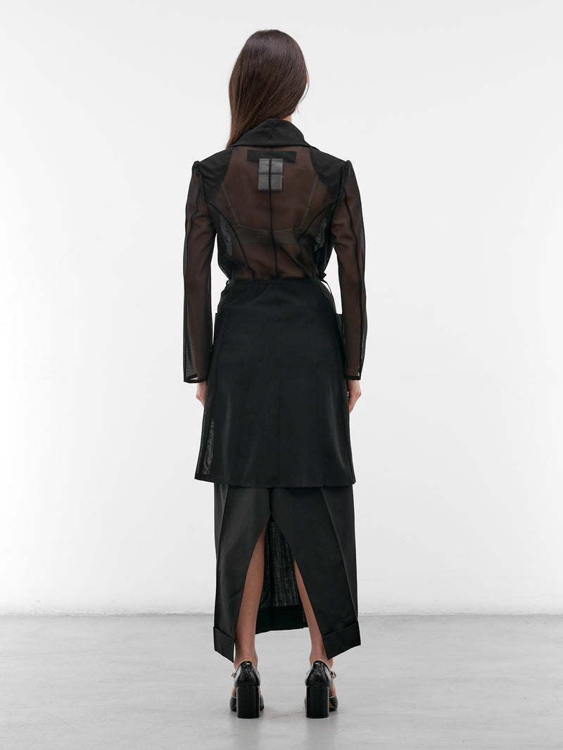 Black Sheer Paneled Wrap Coat (JQ-J021-S26-BLACK)
