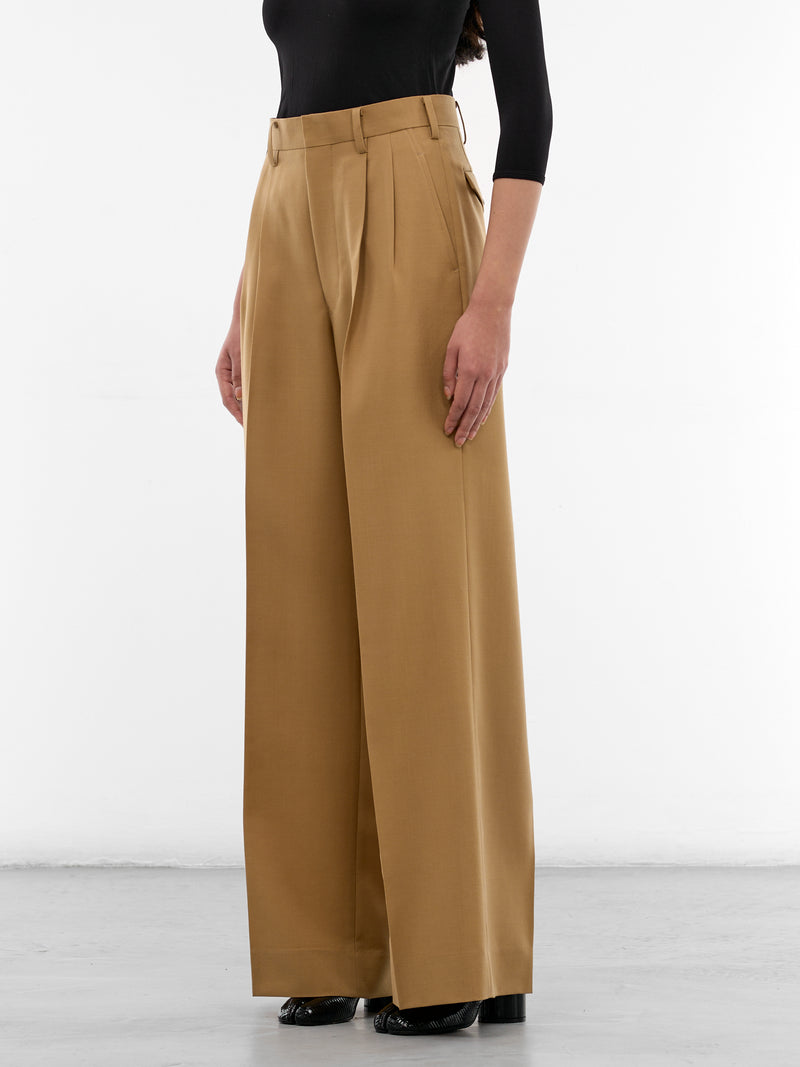 Beige Pleated Wide Tailored Trousers (JQ-P011-S26-BEIGE)