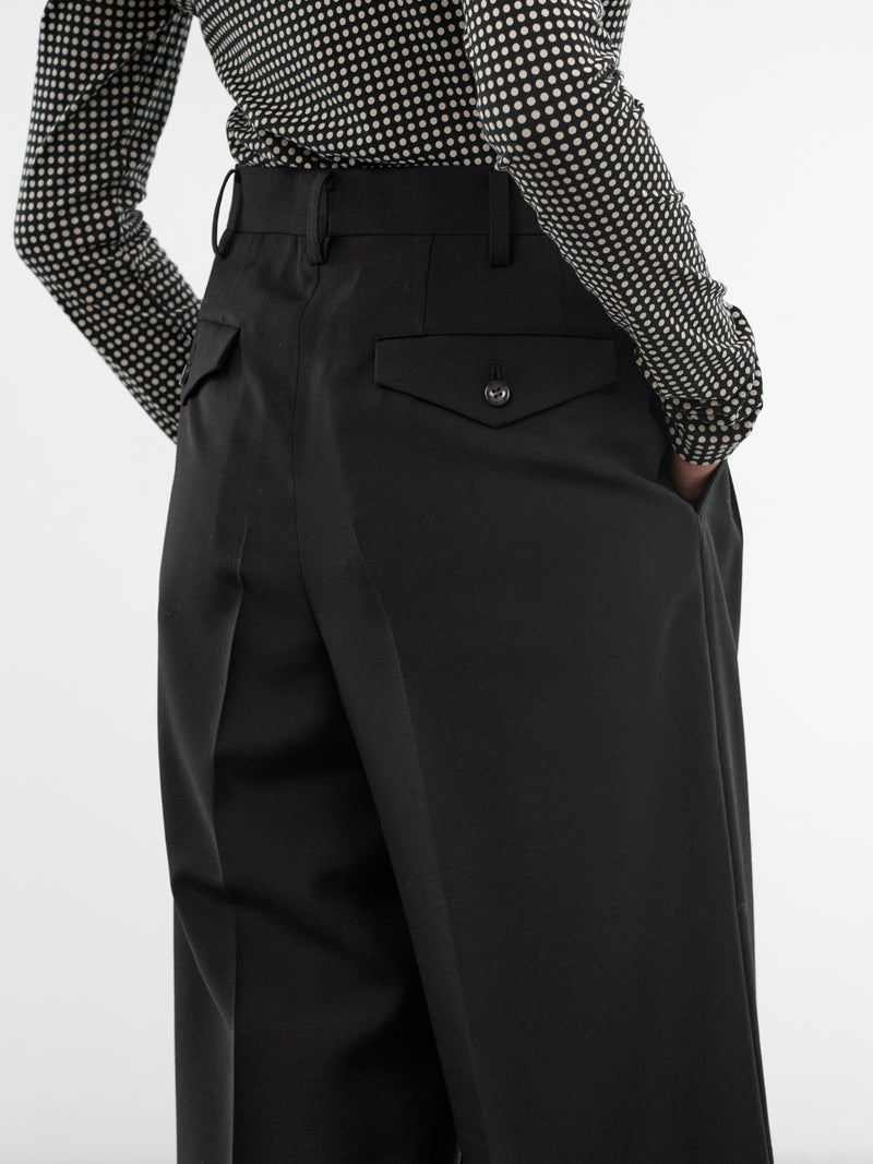 Black Pleated Wide Tailored Trousers (JQ-P011-S26-BLACK)