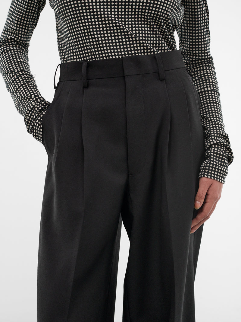 Black Pleated Wide Tailored Trousers (JQ-P011-S26-BLACK)