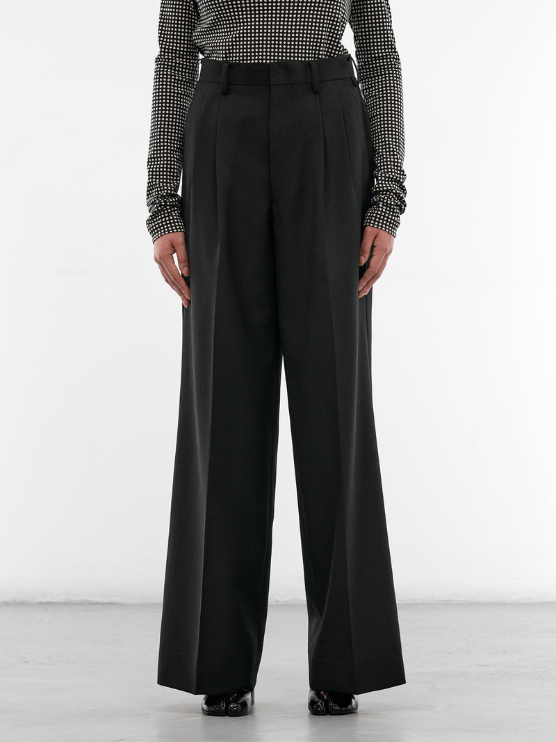 Black Pleated Wide Tailored Trousers (JQ-P011-S26-BLACK)