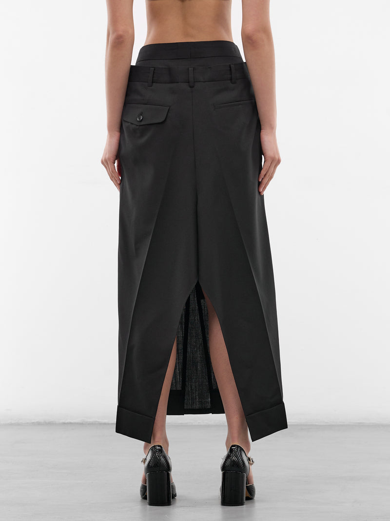 Asymmetric Double Layer Maxi Skirt (JQ-S023-S26-BLACK)