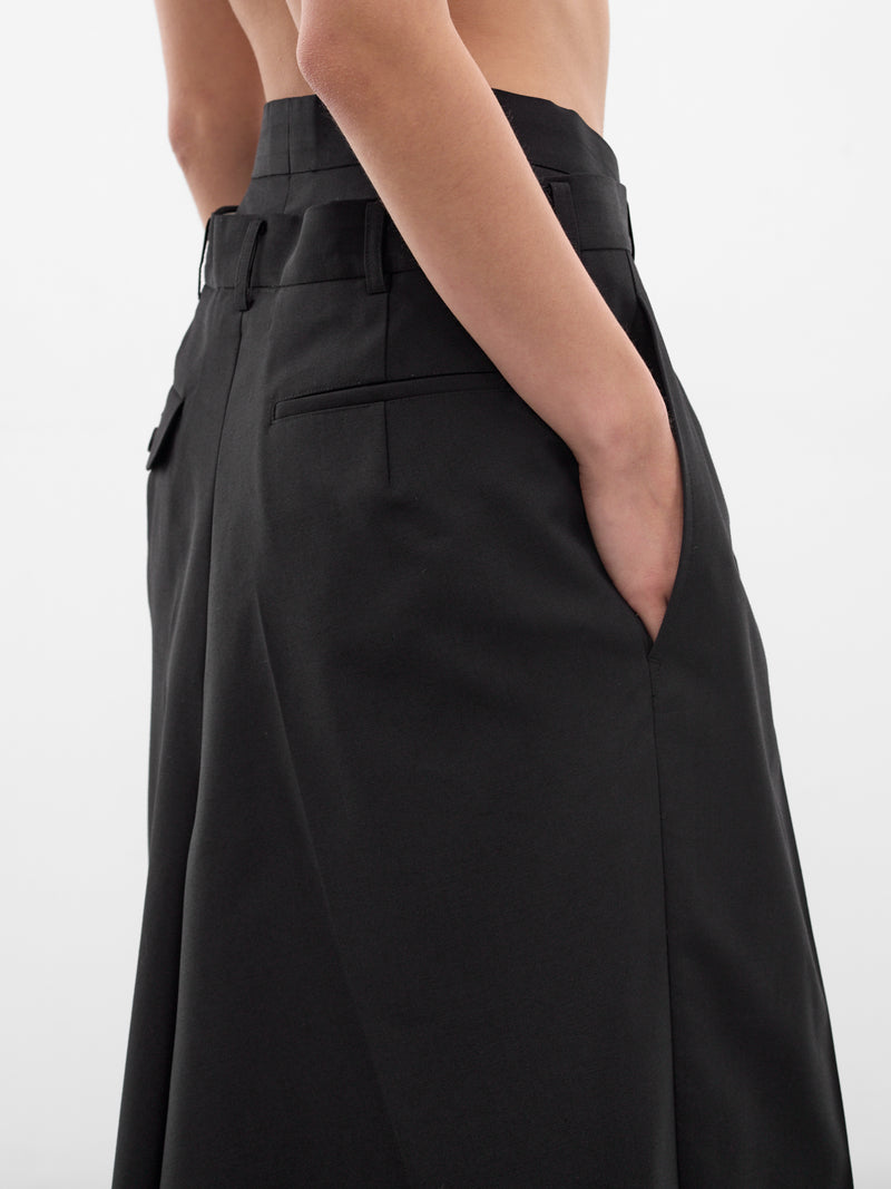 Asymmetric Double Layer Maxi Skirt (JQ-S023-S26-BLACK)