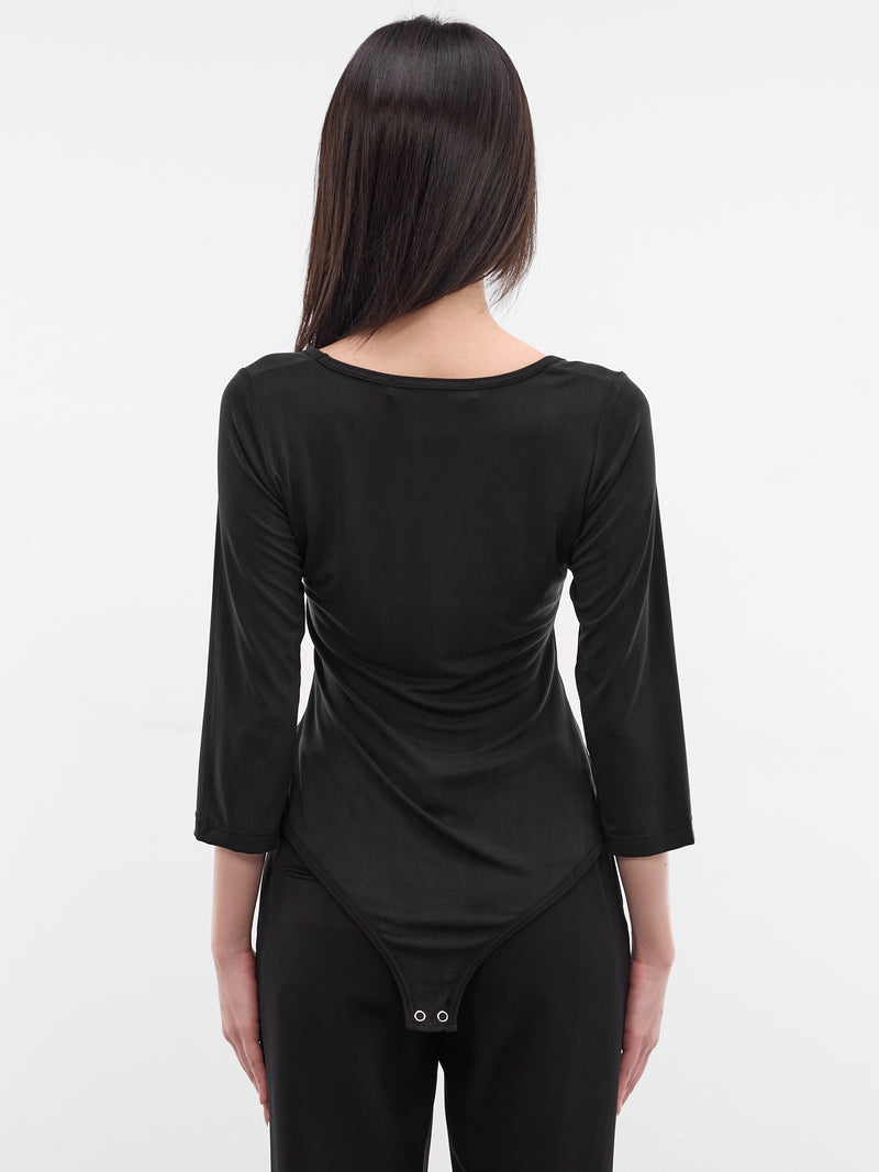 Black Jersey Long Sleeve Bodysuit (JQ-T012-S26-1-BLACK)
