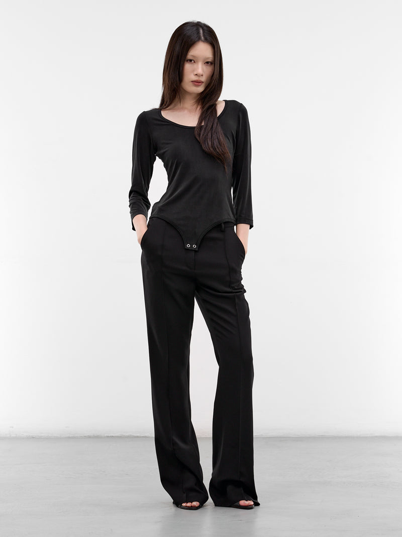 Black Jersey Long Sleeve Bodysuit (JQ-T012-S26-1-BLACK)