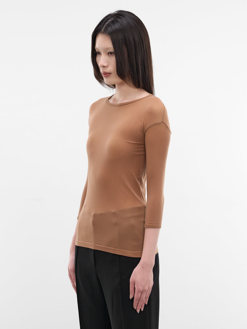 Brown Nylon Long Sleeve Top (JQ-T015-S26-2-BROWN)
