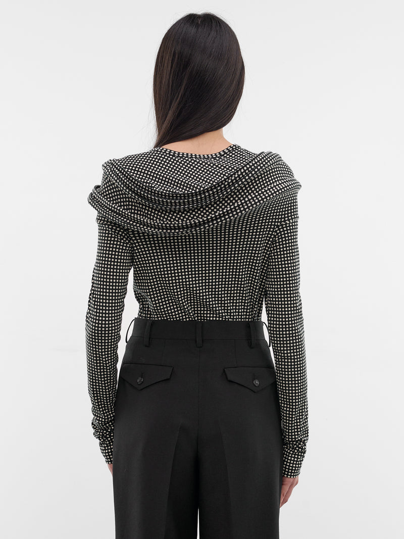 Polka Dot Sculptural Ring Top (JQ-T023-S26-BLACK-OFF-WHITE)