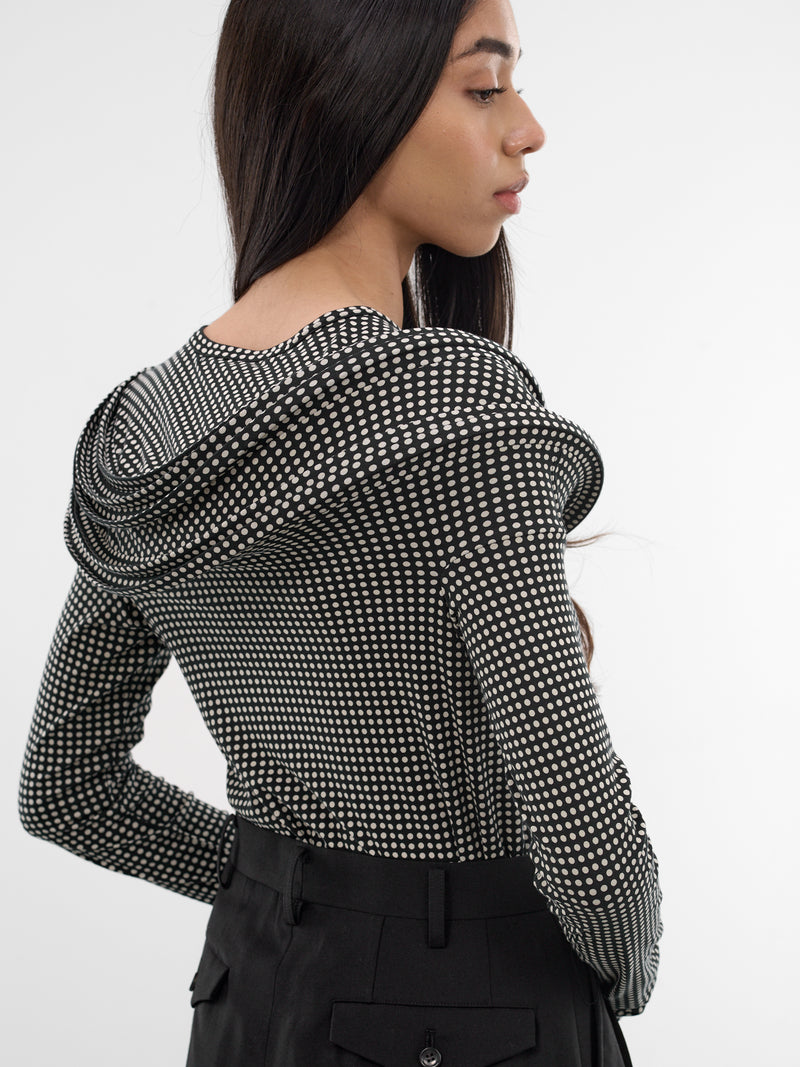 Polka Dot Sculptural Ring Top (JQ-T023-S26-BLACK-OFF-WHITE)