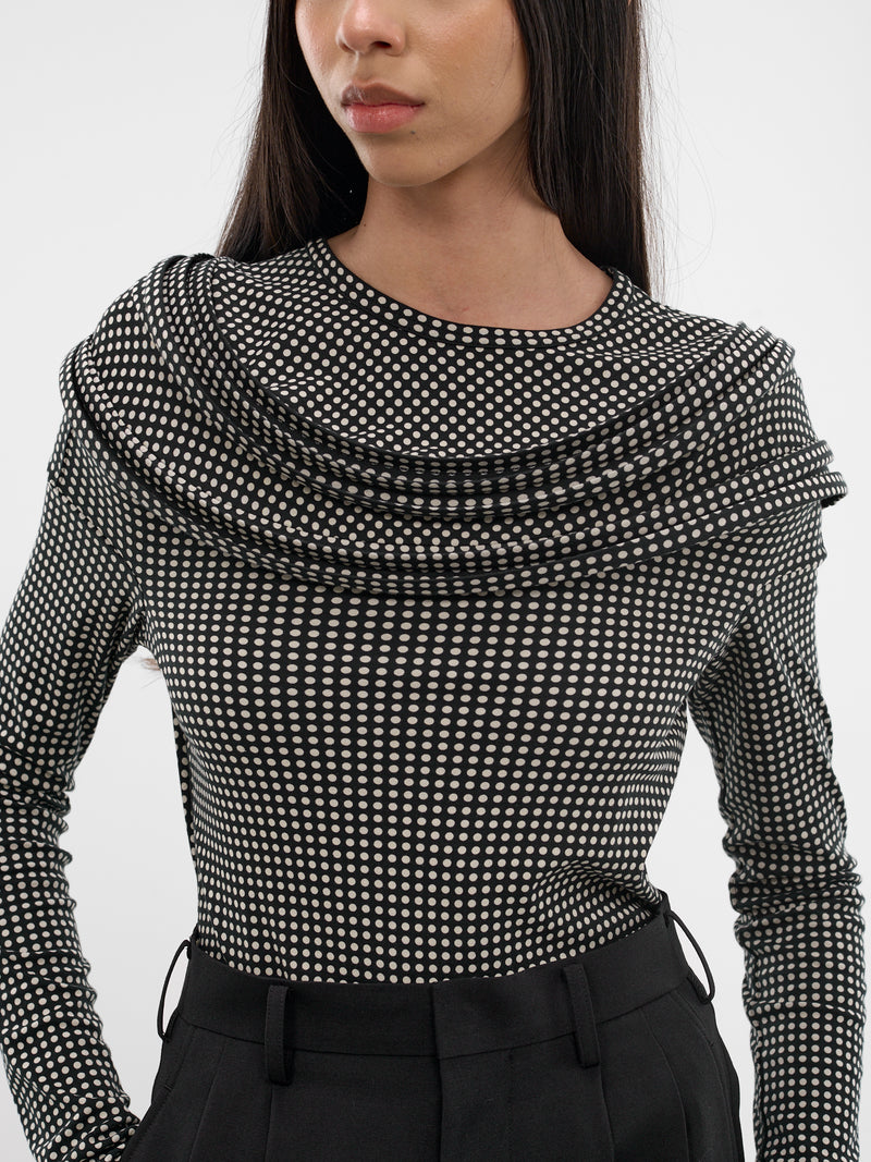 Polka Dot Sculptural Ring Top (JQ-T023-S26-BLACK-OFF-WHITE)