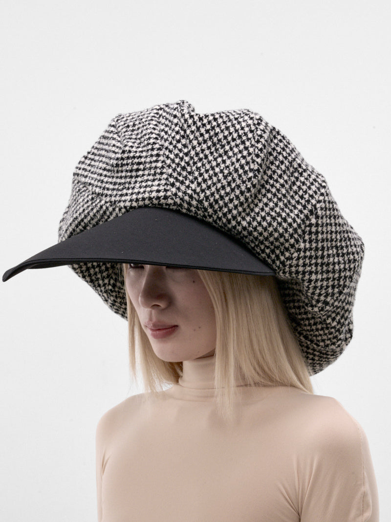 Houndstooth Oversized Cap (JR-K614-W26-BLACK-WHITE)