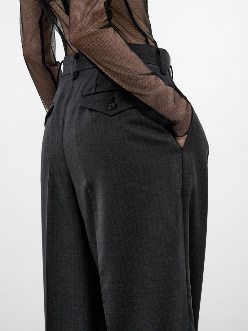 Charcoal Wool Pleated Wide Trousers (JR-P006-W26-CHARCOAL)