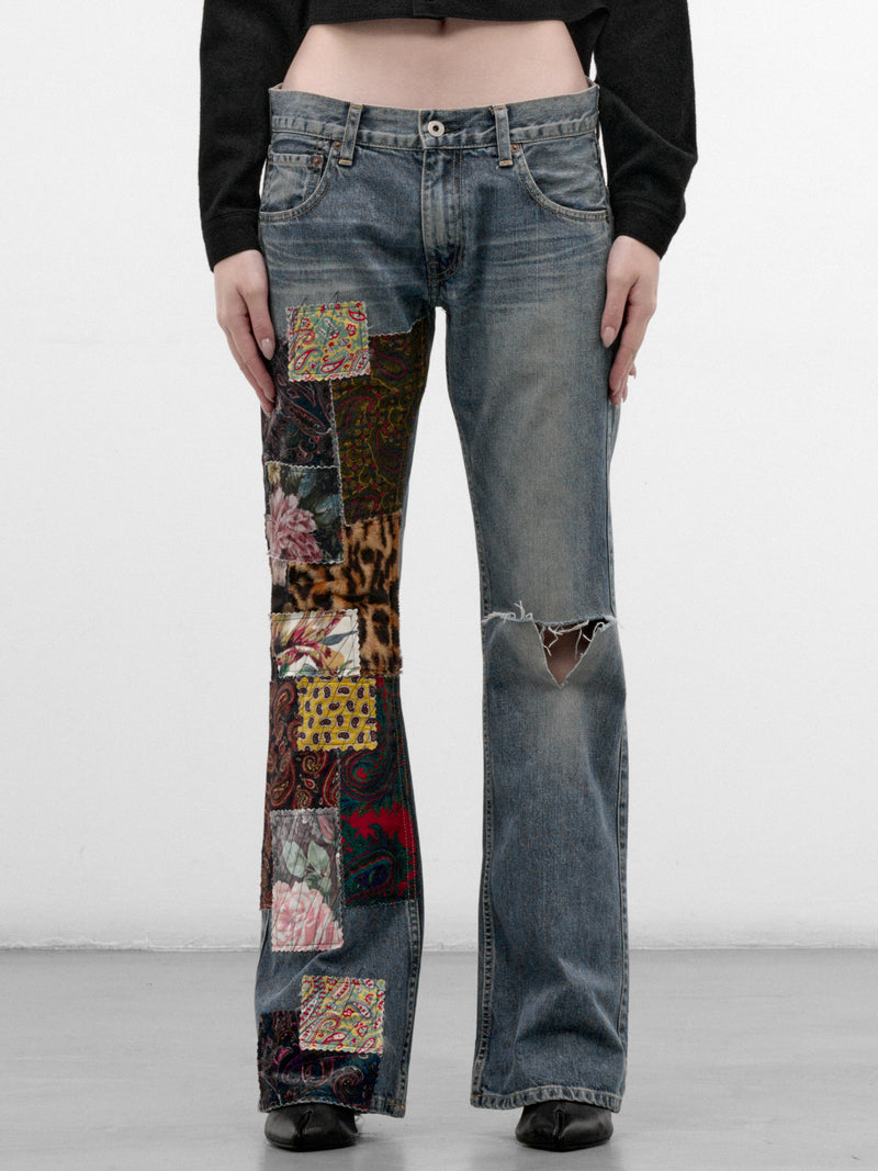 Indigo Patchwork Denim Jeans (JR-P013-W26-INDIGO-MIX)