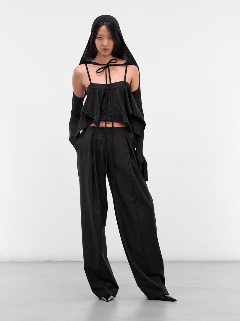 Black Deconstructed Pants Draped Top (TP07-BLACK)