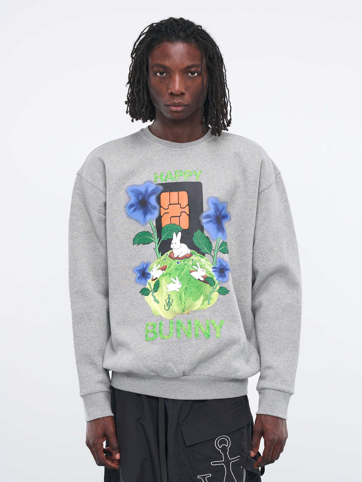 Happy Bunny Sweatshirt (JW0107-PG1225-907-GREY-MELANGE)
