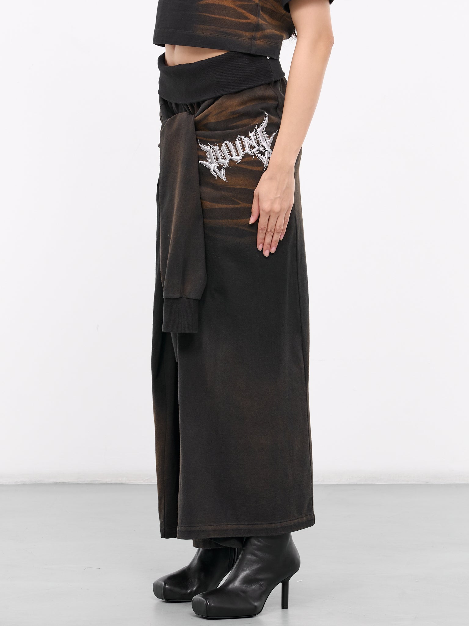 Bleached Graphic Maxi Skirt (JW4527W508-YELLOW-BROWN)