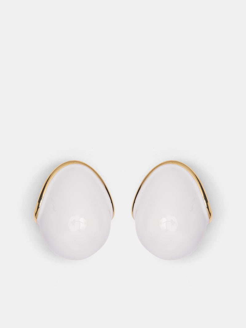 Brass Rond-Carré Raisin Earrings (JWW00787AMMC001-GOLD-WHITE)
