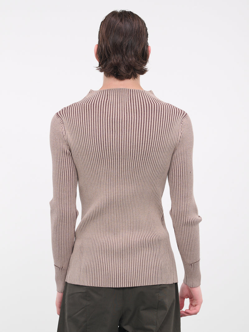 Cut-out Rib Knit (K02-BG-BEIGE-DARK-BROWN)