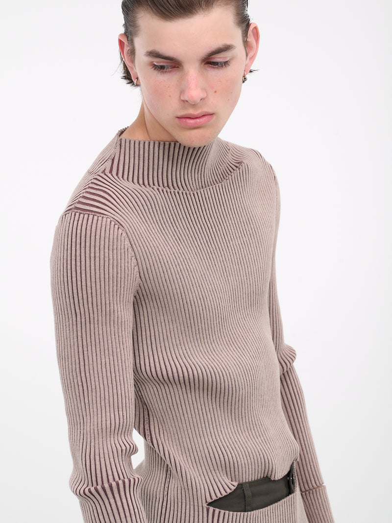 Cut-out Rib Knit (K02-BG-BEIGE-DARK-BROWN)